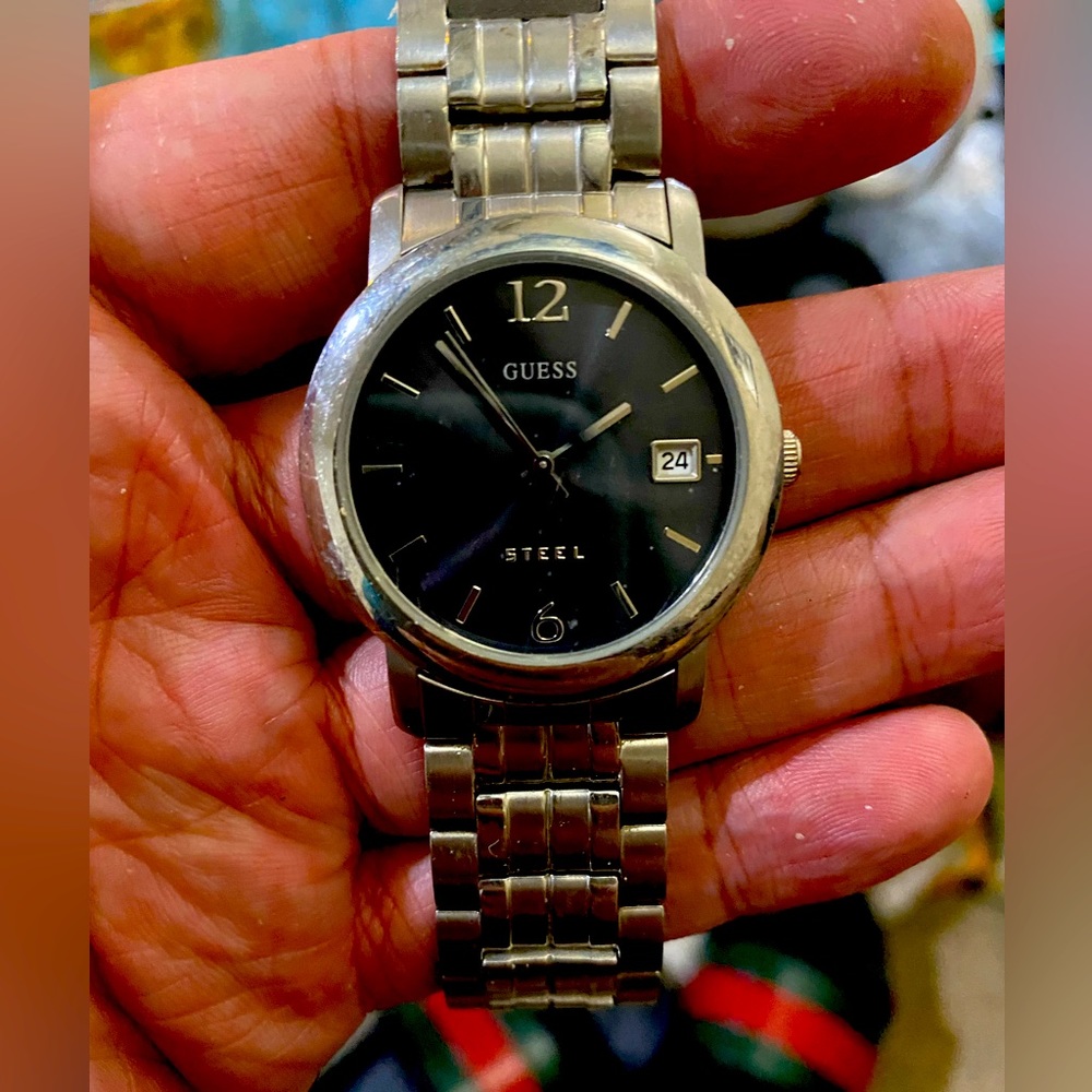 Guess Vintage 90s wristwatch Metal Large face unisex adjustable
